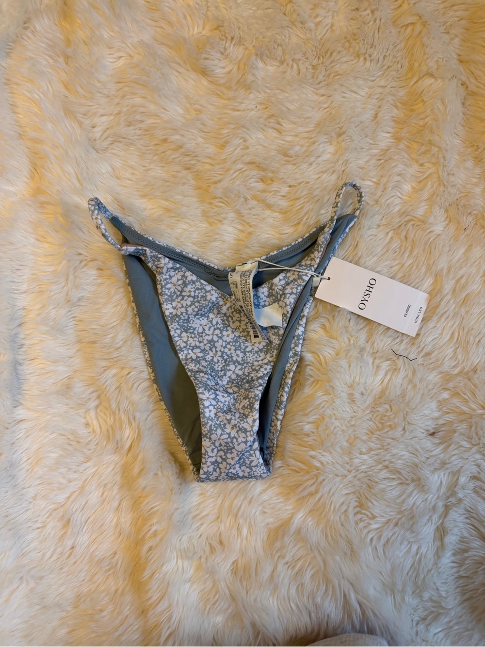 Oysho Blue Floral Bikini Bottom - High Cut Swimwear